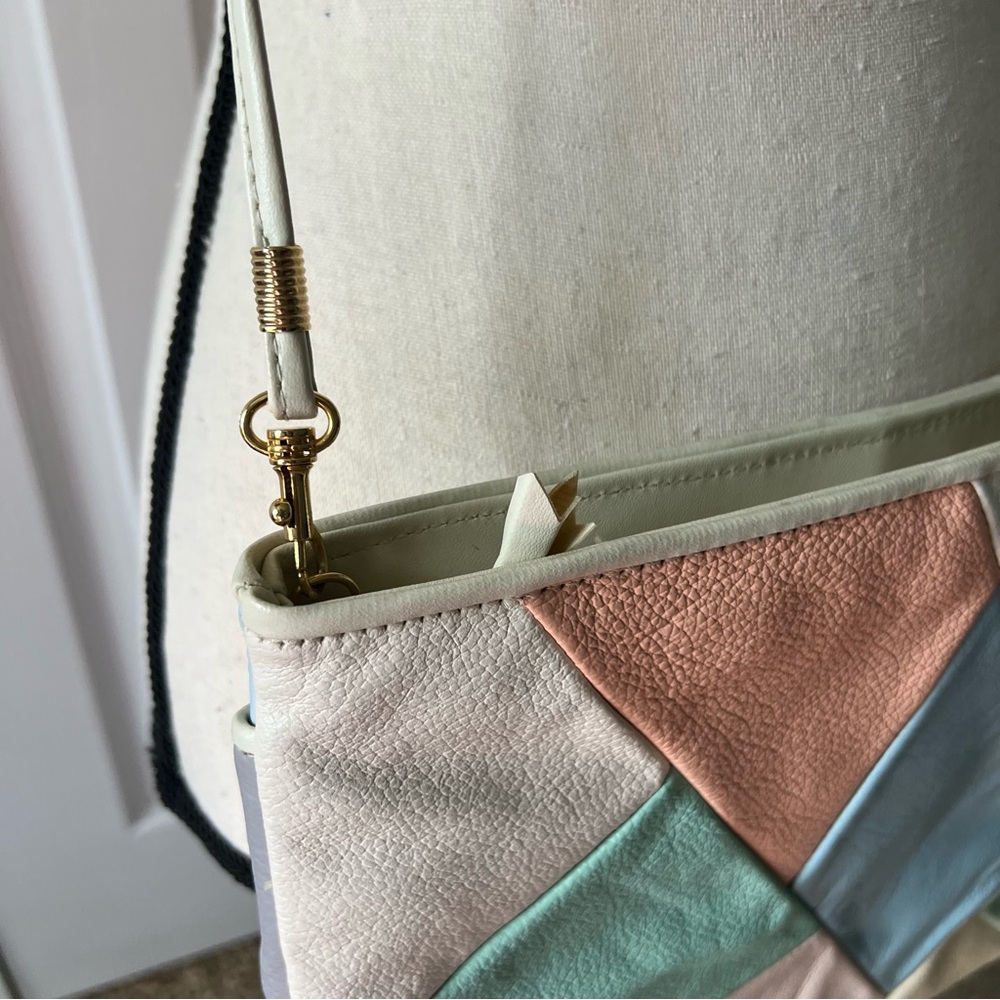 Vintage Pastel Patchwork Leather Shoulder Bag - Picture 7 of 10